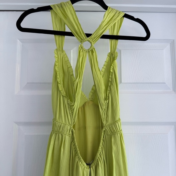 NWT ZARA Blogger Fave Lime Green Silky Cross Back V-Neck Maxi Dress Gown XS - Picture 13 of 14